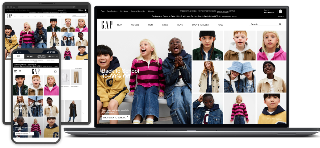 Gap website mockups